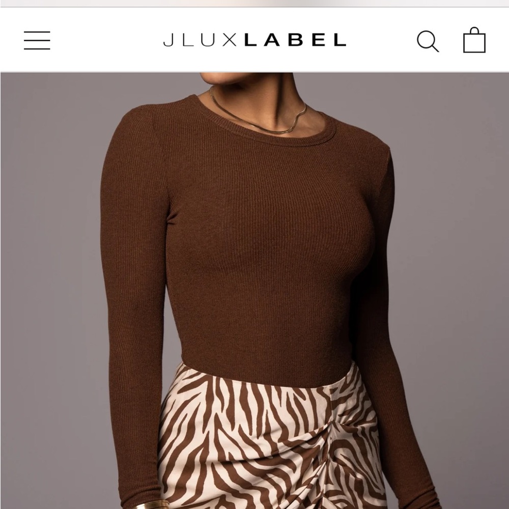 Jluxlabel CHOCOLATE BRITTNEY RIBBED LONG SLEEVE TOP